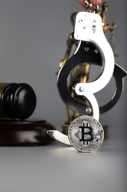 A gavel striking down on a Bitcoin symbol, representing the SEC's regulatory power over the cryptocurrency.