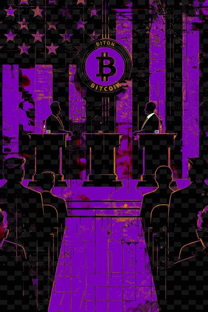 A depiction of the US Congress debating cryptocurrency regulation, with various stakeholders and digital assets represented in the scene.