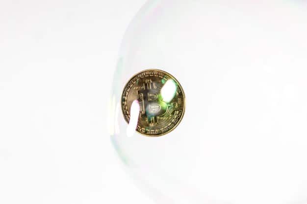 A close-up shot of a physical Bitcoin coin, showcasing its intricate design and the holographic sticker, symbolizing the decentralization and security of the cryptocurrency.