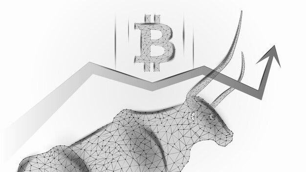 A graph illustrating the performance of Bitcoin with two lines overlaid: one representing DCA investment returns and the other representing lump-sum investment returns over the same period.