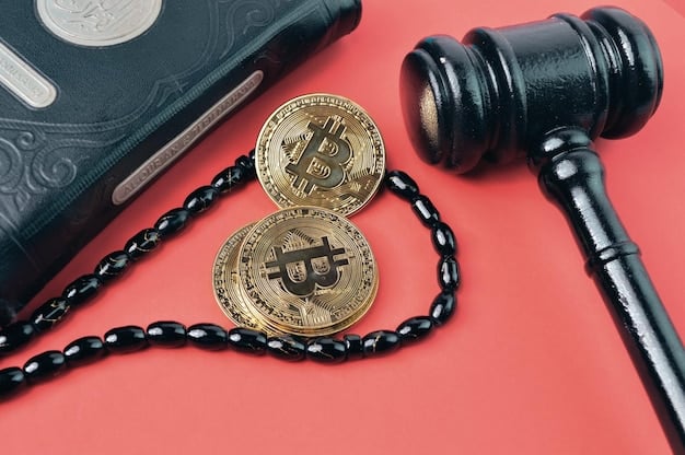 A digital gavel striking down on a pile of various cryptocurrency coins, symbolizing regulatory enforcement in the crypto market. The coins should be recognizable and diverse.