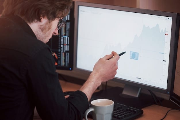 A close-up of a person analyzing cryptocurrency charts on multiple monitors, highlighting the importance of research and data analysis.