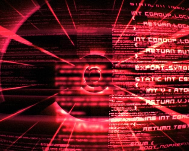 A close-up of a complex smart contract code snippet, with red highlights indicating potential vulnerabilities and security risks. Overlaid are US flag motifs, symbolizing the regulatory scrutiny and challenges faced by US investors in the DeFi space.