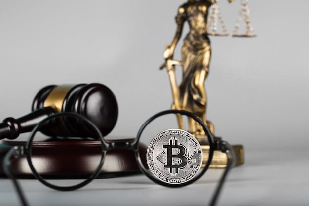 A gavel resting on a stack of law books, symbolizing the legal and regulatory aspects of cryptocurrency.