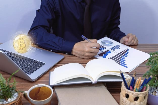 A person working on a laptop with charts and graphs related to cryptocurrency taxes, symbolizing the importance of tax compliance in crypto investing.