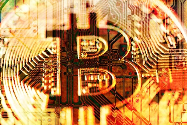 A close-up shot of an IRS tax form with a digital overlay of Bitcoin graphics, highlighting the intersection of traditional taxation and cryptocurrency.