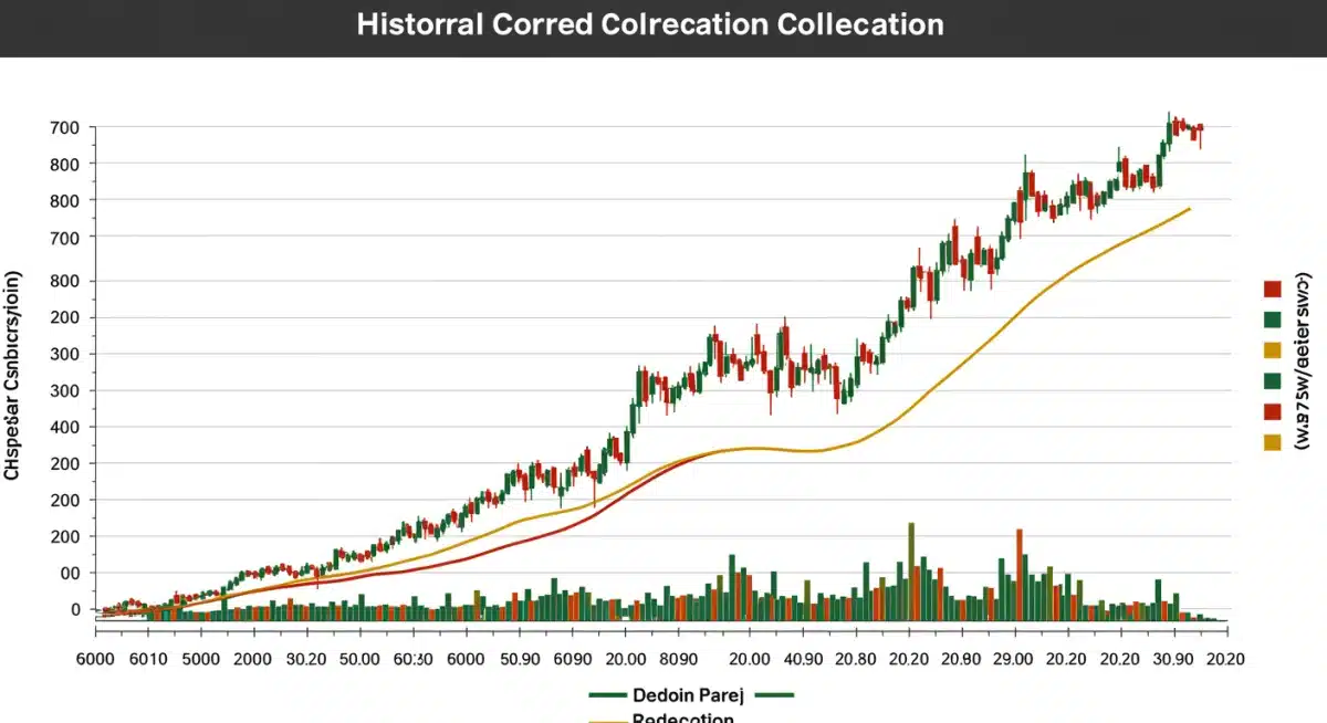 Chart illustrating low correlation of Bitcoin with traditional assets over time for portfolio diversification.