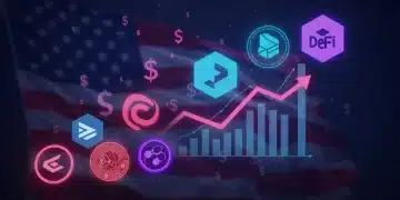 Decentralized finance protocols offering high annual percentage yields in the US market, digital currency growth visualization.
