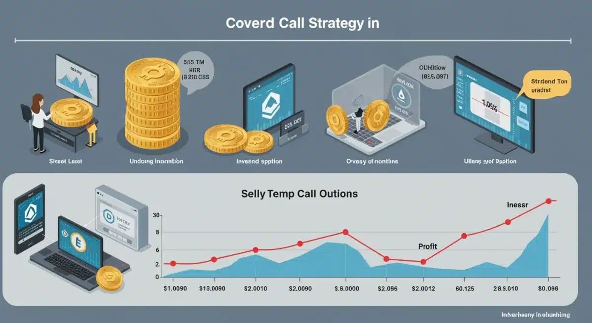 Infographic explaining covered call strategy in DeFi options