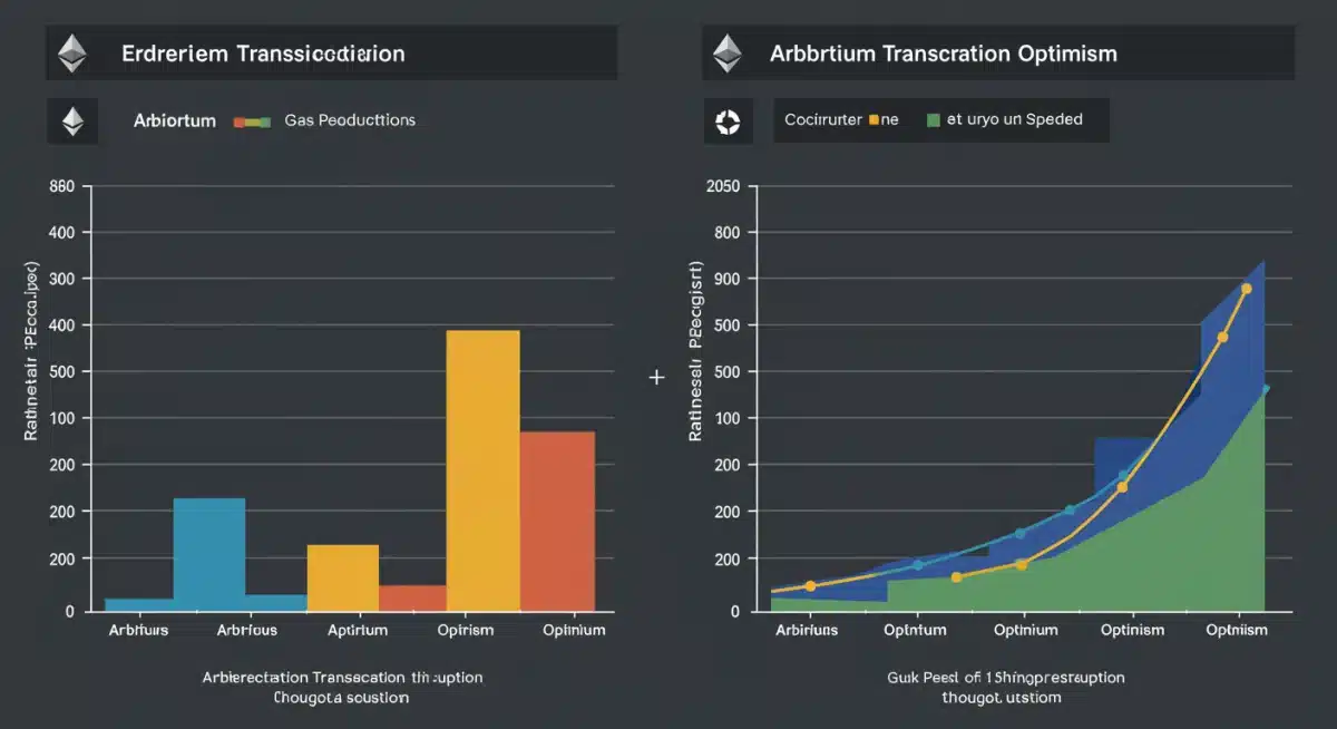 Infographic comparing Ethereum, Arbitrum, and Optimism transaction costs and speeds, highlighting layer-2 efficiency.