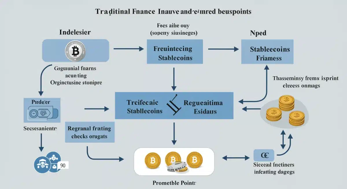 Diagram showing capital flow between traditional finance and stablecoins under new regulatory frameworks.