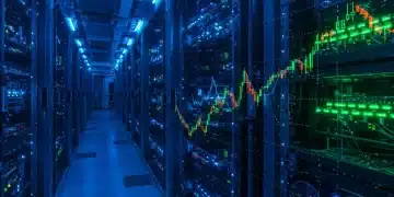 Advanced Bitcoin mining farm in the U.S. 2026, showing high-efficiency ASICs and energy infrastructure.