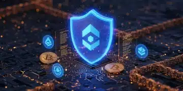 Futuristic digital shield protecting crypto assets with 90% coverage