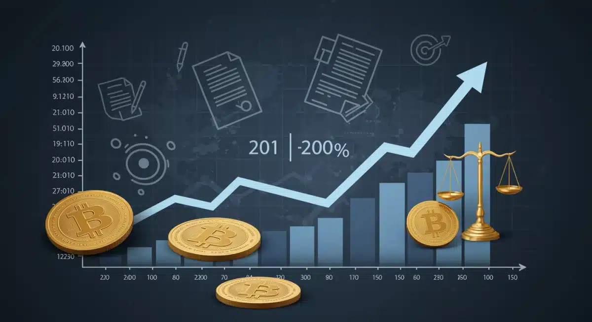 Infographic depicting 200% altcoin growth potential with regulatory compliance elements.