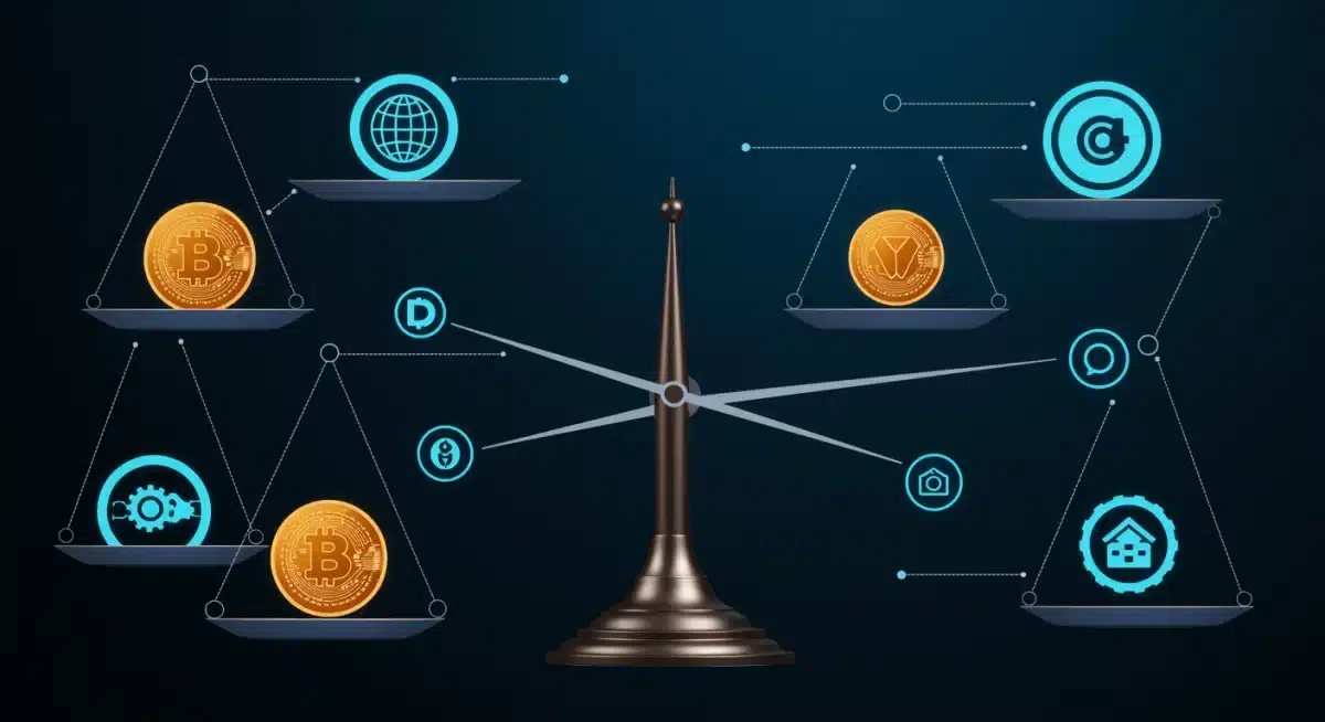 Visual representation of DeFi portfolio rebalancing and asset allocation