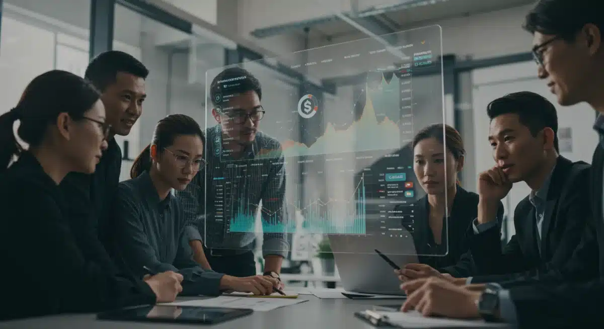 Investors analyzing compliant altcoin project data in a modern, collaborative setting.