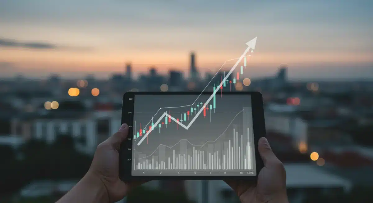 Investor calmly observing a long-term cryptocurrency chart, emphasizing patience and strategic holding.