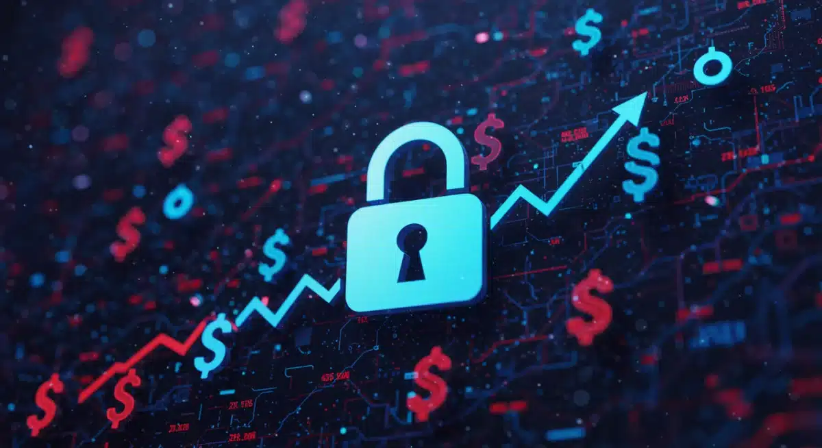 Digital padlock on blockchain with financial graphs representing investor implications