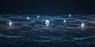 Futuristic blockchain network optimizing DeFi gas fees with Ethereum and Layer 2 integrations