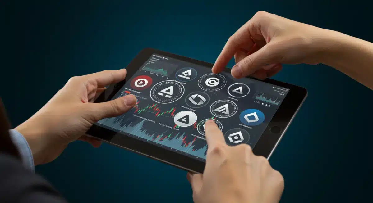 Diversified altcoin portfolio on a tablet with performance metrics.