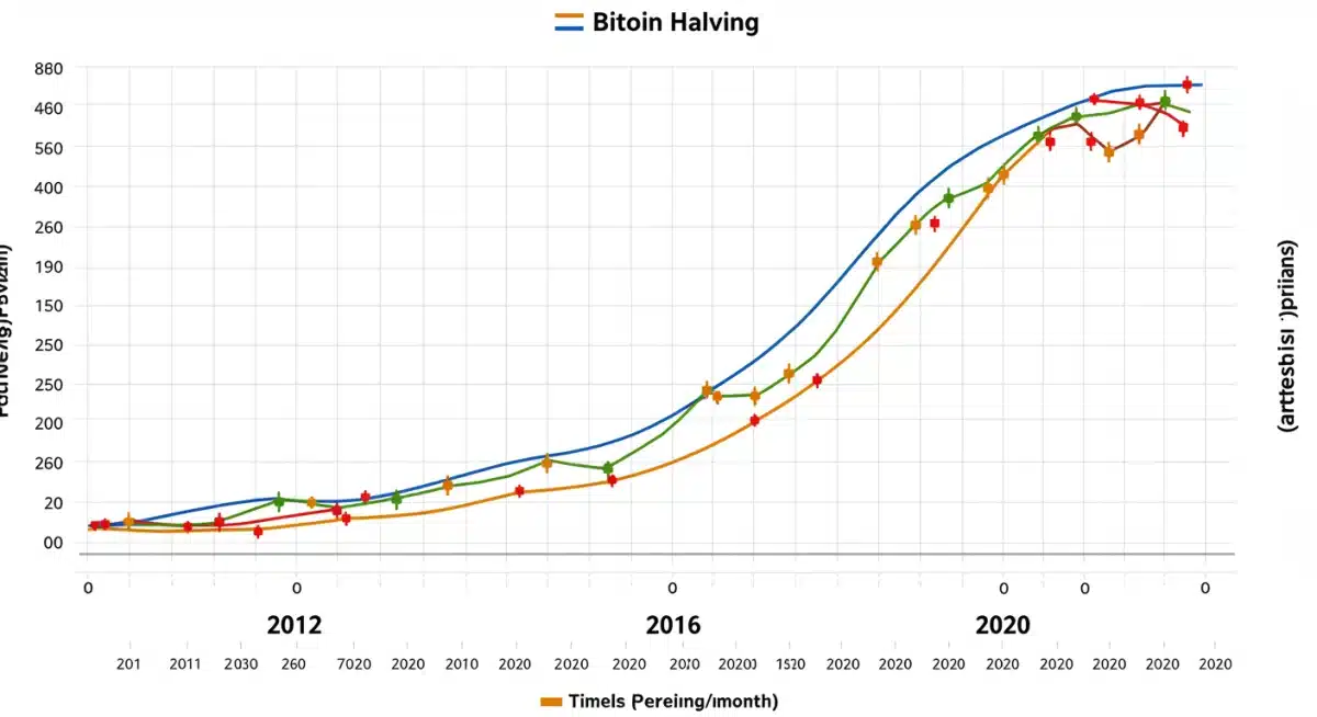 Historical Bitcoin price performance after previous halving events.