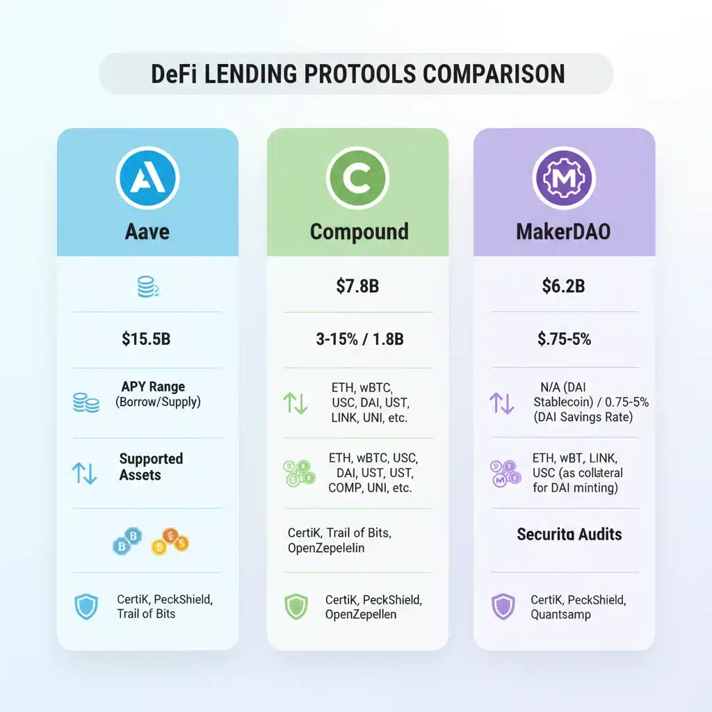 Comparison of top DeFi lending protocols features and security