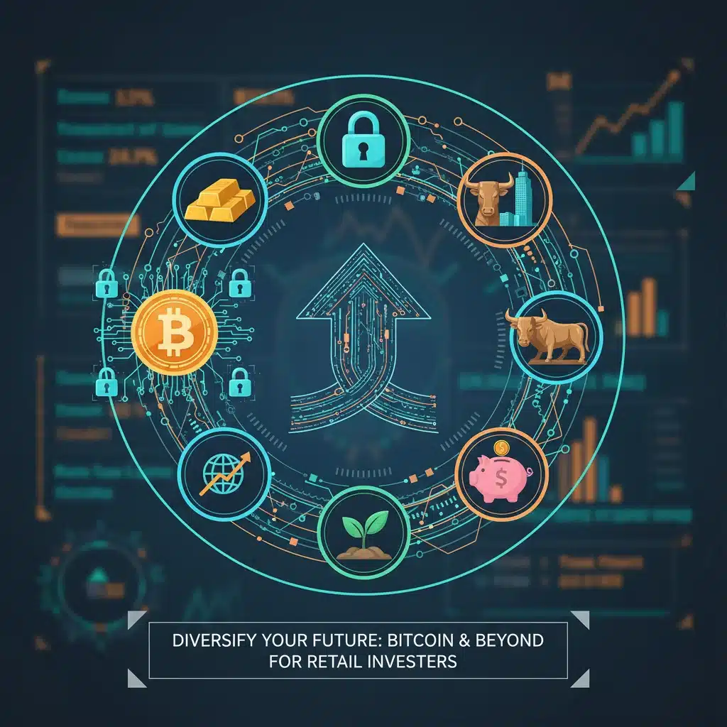Diversified investment portfolio with Bitcoin and traditional assets