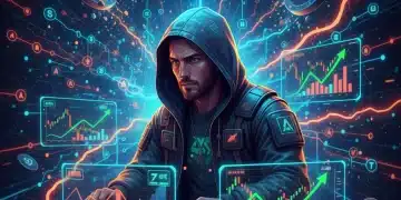 Dynamic altcoin charts and a focused trader navigating cryptocurrency market volatility.