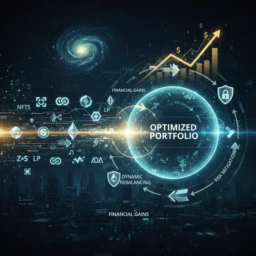 Diversified DeFi assets optimizing portfolio performance