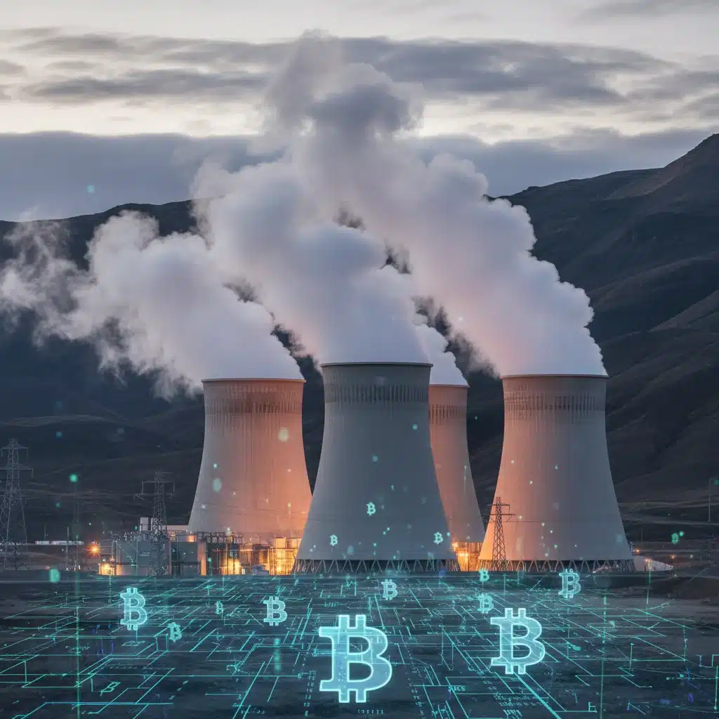Geothermal power plant providing clean energy for Bitcoin mining operations.